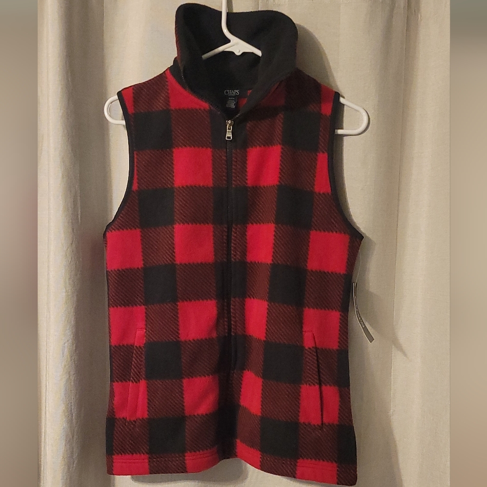 Chaps Red and Black Plaid Vest